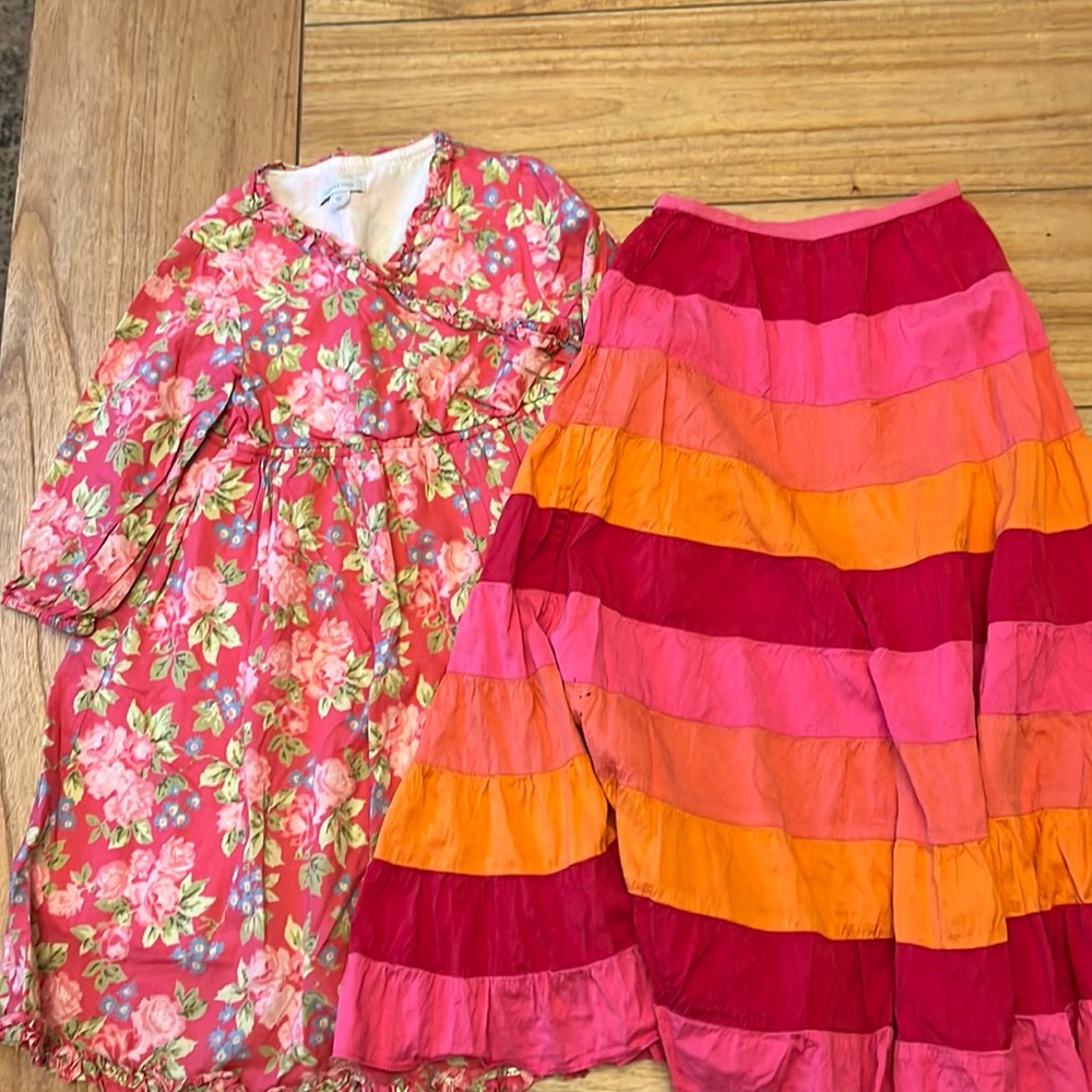 Garnet Hill Cross-Front Dress, 8 and Calypso Sill Skirt, 6